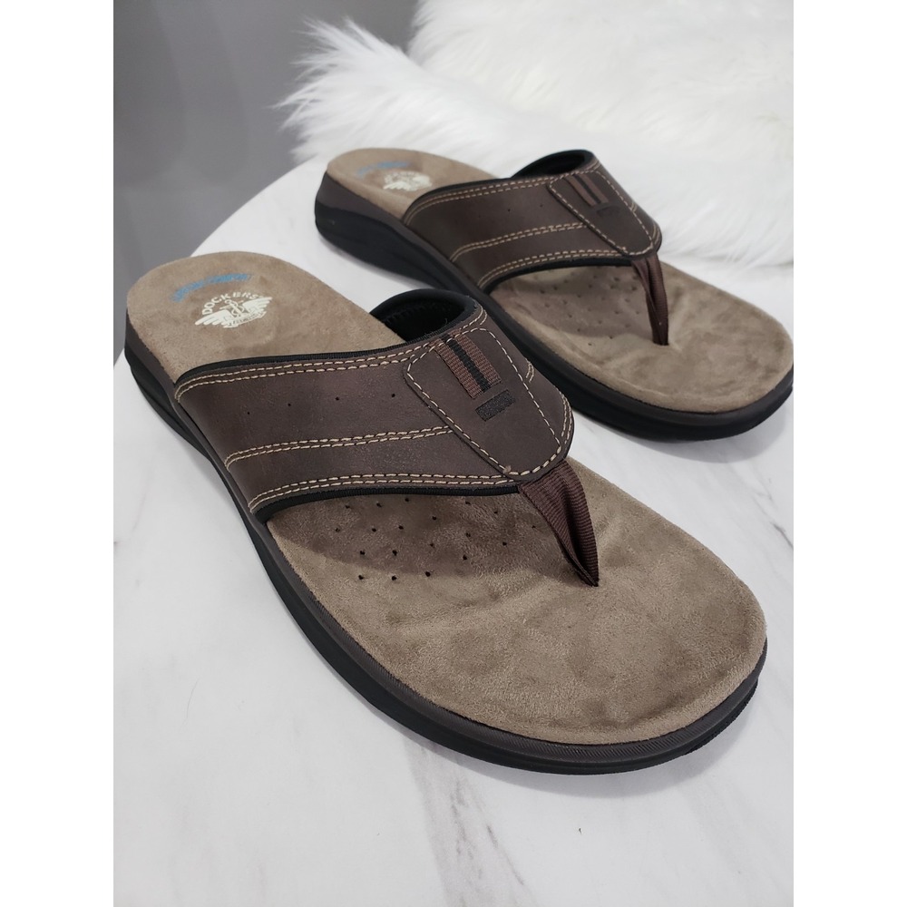 NEW NO BOX SIZE 10 Dockers Mens Banks Casual Flip Flop Sandal Shoe dark brown